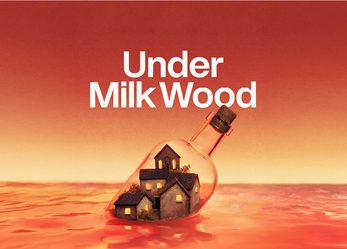 Houses inside a glass bottle floating on water